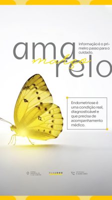 Março Amarelo Conscientização Endometriose Borboleta PSD Editável