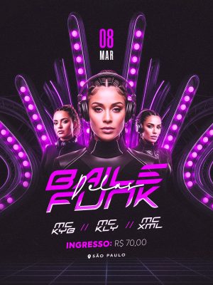 Baile Delas Funk 08 MAR Evento São Paulo PSD Editável