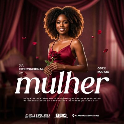 Dia Internacional da Mulher Força Beleza Simpatia PSD Editável