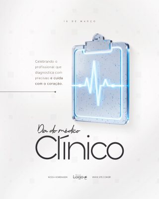 Dia do Médico Clínico 16 de Março Celebrando Profissionais PSD Editável