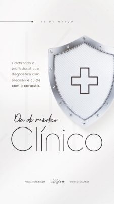 Dia do Médico Clínico 16 de Março Homenagem Profissional PSD Editável