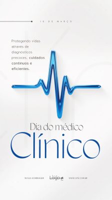Dia do Médico Clínico 16 de Março Homenagem Profissional PSD Editável