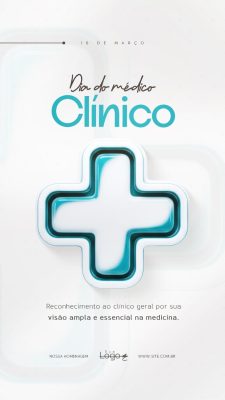 Dia do Médico Clínico 16 de março Reconhecimento de Saúde PSD Editável
