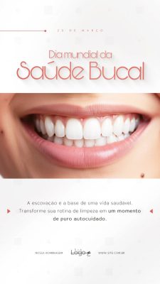 Dia Mundial da Saúde Bucal 20 de Março Social Media PSD Editável