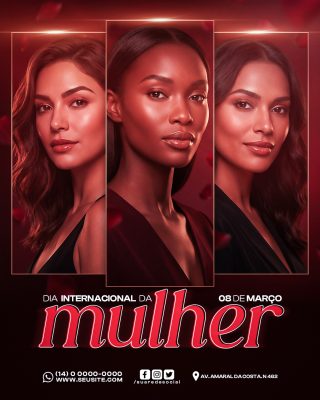 Mulher Dia Internacional Mulher 08 de Março Celebração PSD Editável