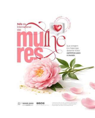 Mulheres 08 de Março Dia Internacional Post Elegante Flores PSD Editável