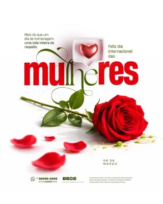 Mulheres Feliz Dia Internacional da Mulher de Respeito 08 Março PSD Editável