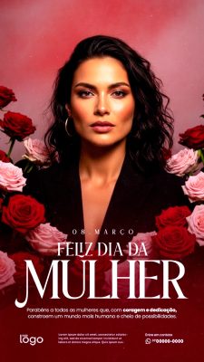 Story 08 Março Feliz Dia Internacional da Mulher Parabéns a Todas PSD Editável