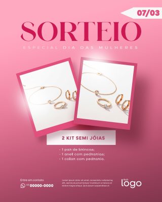 Sorteio Especial Dia das Mulheres 2 Kits Semi Joias PSD Editável