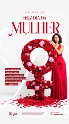 Story Dia Internacional da Mulher 08 de Março Celebração Especial PSD Editável