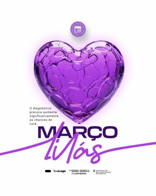 Março Lilás Prevenção Cuidado e Saúde Flyer PSD Editável