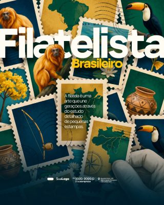 Filatelista Brasileiro Arte Timbre e Cultura PSD Editável