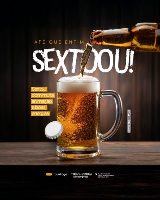Sextou Cerveja com Muita Animação e Boas Energias PSD Editável