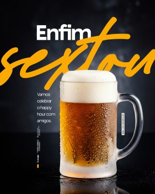 Happy Hour Enfim Sextou Com Cerveja Gelada PSD Editável
