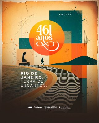 Rio de Janeiro 461 Anos Terra de Encantos Post Social Media PSD Editável