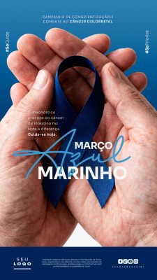 Março Marinho Conscientização Câncer Colorretal Cuide-se Hoje PSD Editável