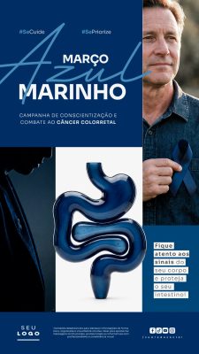 Março Azul Marinho Câncer Colorretal Conscientização PSD Editável