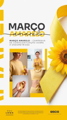 Março Amarelo Campanha Conscientização Endometriose PSD Editável
