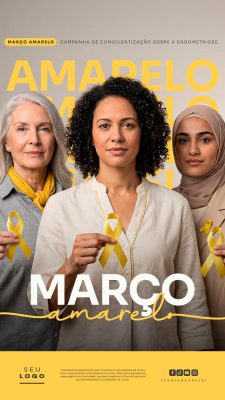 Março Amarelo Campanha de Conscientização Endometriose PSD Editável
