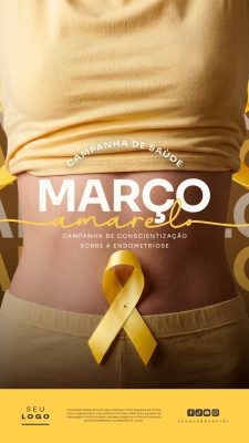 Março Amarelo Campanha de Saúde Endometriose Modelo PSD Editável