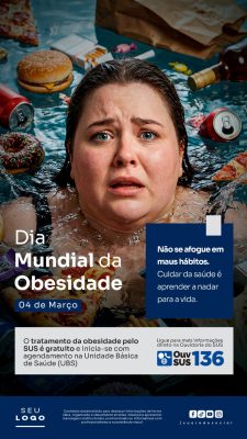 Dia Mundial da Obesidade 04 de Março Poster PSD Editável