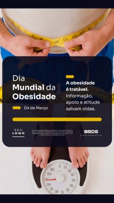 Dia Mundial da Obesidade 04 de Março Conscientização PSD Editável