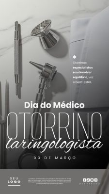 Dia do Médico Otorrinolaringologista 03 de Março Design Elegante PSD Editável
