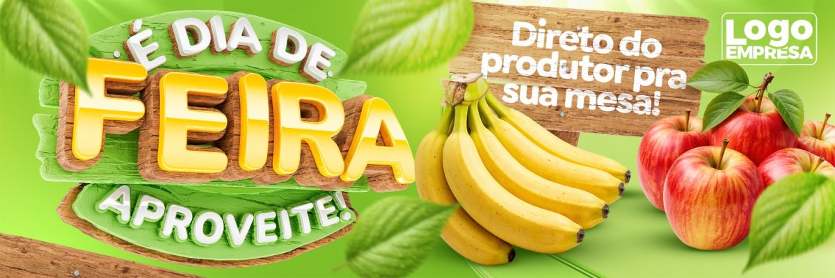 Banner de Ofertas Hortifruti É Dia De Feira Social Media PSD Editável