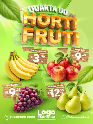Quarta do Hortifruti Promoção Frutas Frescas Banner PSD Editável