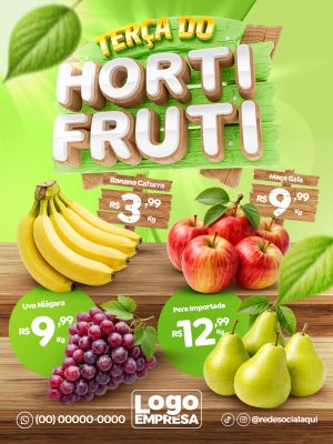 Encarte de Ofertas Terça Do Hortifruti Social Media PSD Editável