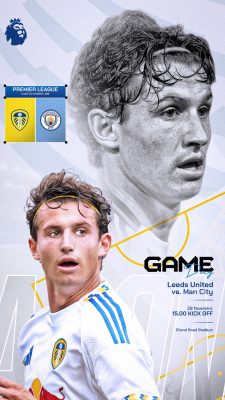 Game Day Leeds United vs Man City Premier League Kick Off PSD Editável