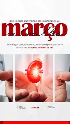 Março Vermelho Câncer Renal Conscientização Poster Vertical PSD Editável