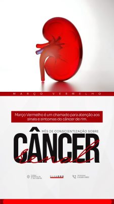 Março Vermelho Câncer de Rim Mês de Conscientização PSD Editável