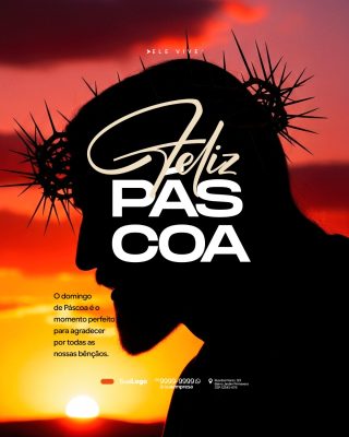 Páscoa Ele Vive Felizes Celebração da Renovação Arte Editável PSD Editável