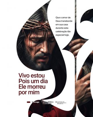 Páscoa Que o Amor de Deus Transborde Arte Religiosa PSD Editável