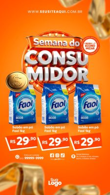 Story Semana do Consumidor Promoções Imperdíveis Oferta Sabão Faol PSD Editável