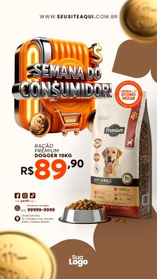 Story Semana do Consumidor Ração Premium Dogger Oferta Relâmpago PSD Editável