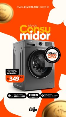 Story Dia do Consumidor Promoção Máquina de Lavar Roupas PSD Editável