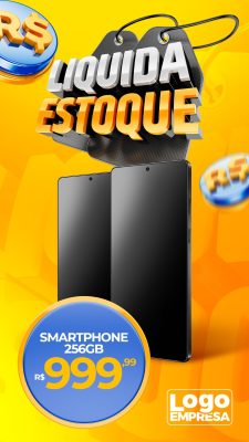 Liquida Estoque Smartphone Preço Especial PSD Editável