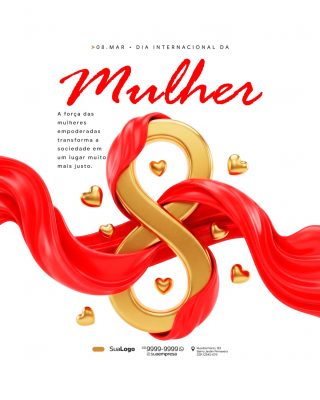 Dia Internacional da Mulher 08 de Março Arte Festiva PSD Editável
