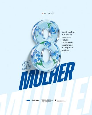 Dia da Mulher 08 Março Futuro de Igualdade Post PSD Editável