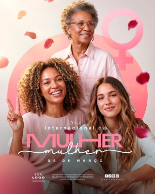 Mulher Dia Internacional da Mulher 08 de Março Celebração PSD Editável