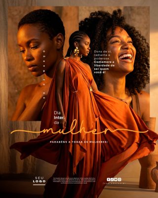 Dia Internacional da Mulher 08 de Março Parabéns a Todas PSD Editável