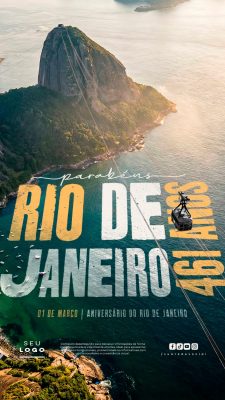 Aniversário Rio de Janeiro 461 Anos Celebração Festiva Cristo PSD Editável