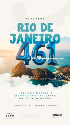 Rio de Janeiro 461 Anos Parabéns 01 de Março PSD Editável