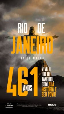 Rio de Janeiro 461 Anos Viva o Rio de Janeiro com Sua História PSD Editável