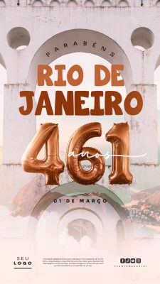 Rio de Janeiro 461 Anos Aniversário Cidade Maravilhosa Post PSD Editável