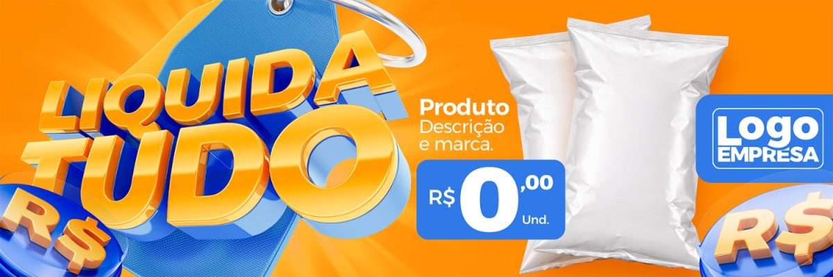 Liquida Tudo Grande Promoção Oferta Imperdível Banner Horizontal PSD Editável
