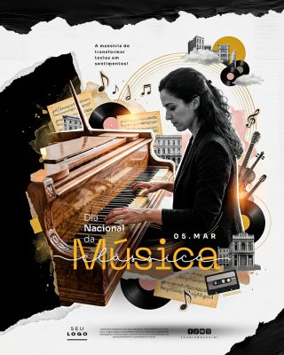Dia Nacional da Música Clássica 05 de Março Arte do Piano PSD Editável