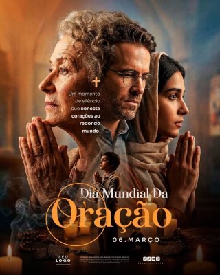 Dia Mundial da Oração 06 Março Momento de Silêncio Global PSD Editável